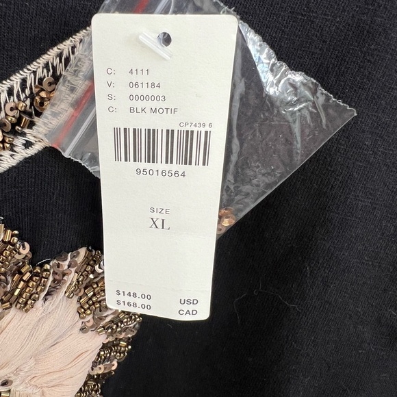 NWT new XL can fit large Anthropologie floral appliqué sweatshirt black sweater - Picture 5 of 15